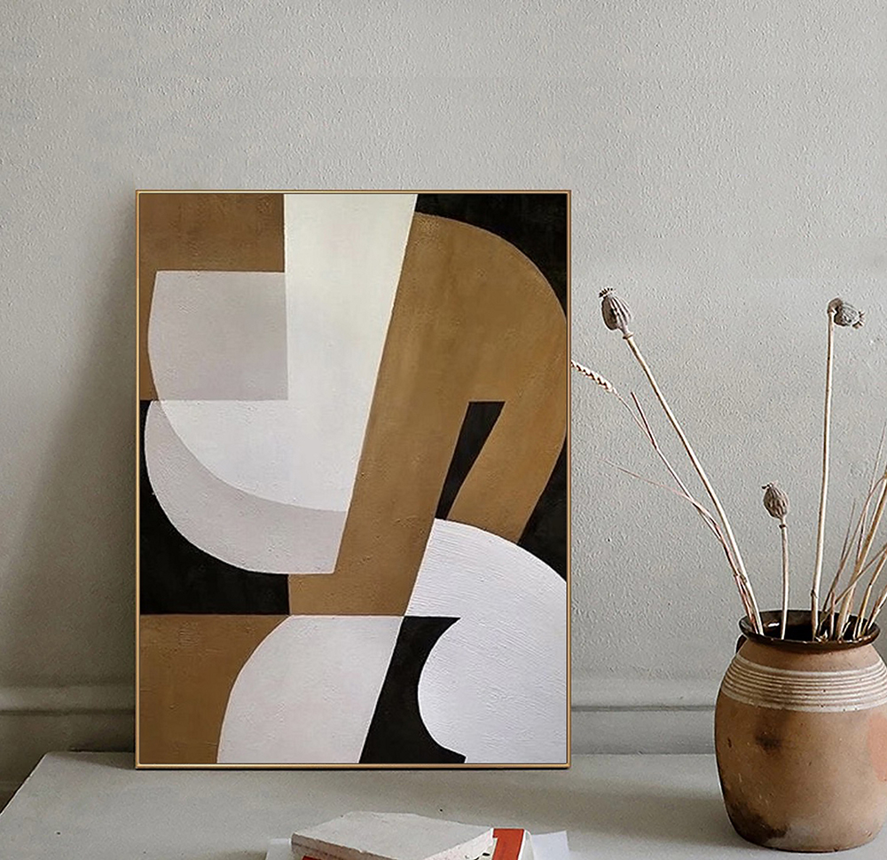 Brown and white abstract painting,black white minimalist painting on canvas,modern abstract painting,neutral art work,wabi sabi wall art