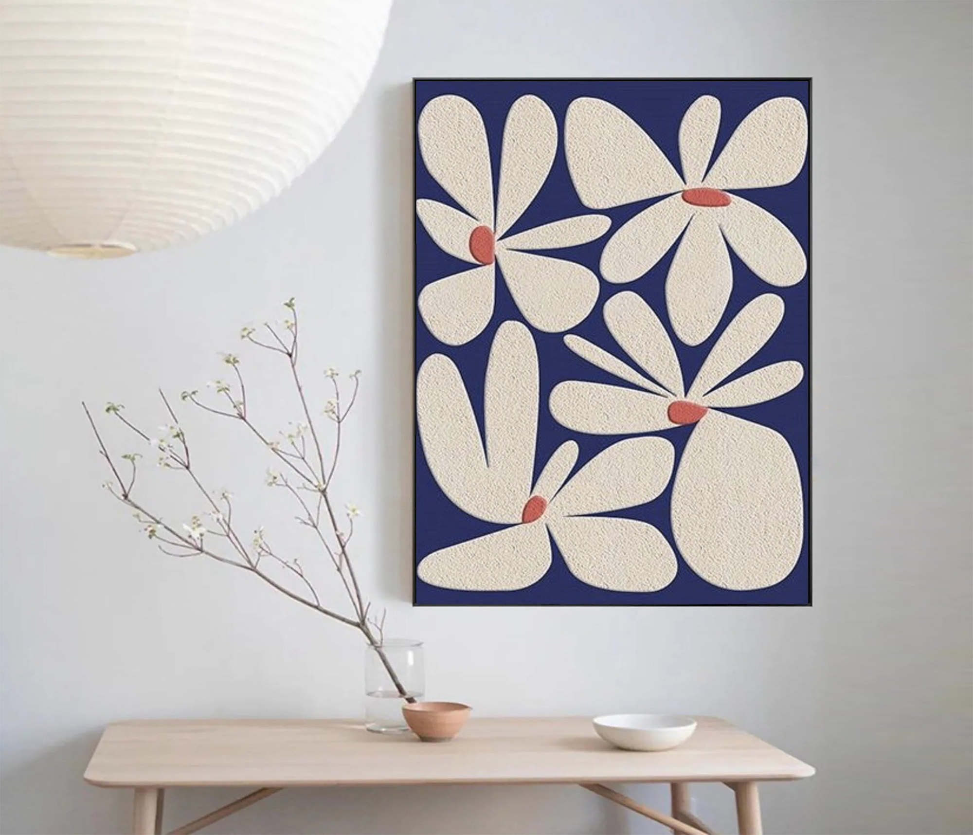 Flower painting,abstract flower oil painting on canvas,white flower painting for her living room wall art white textured wall art flower art